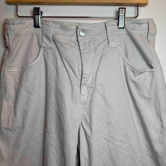 Pilcro Wide Leg Crop Pants‎ Women's 28 Beige Khaki High Rise Casual Cotton Blend - Picture 3 of 8